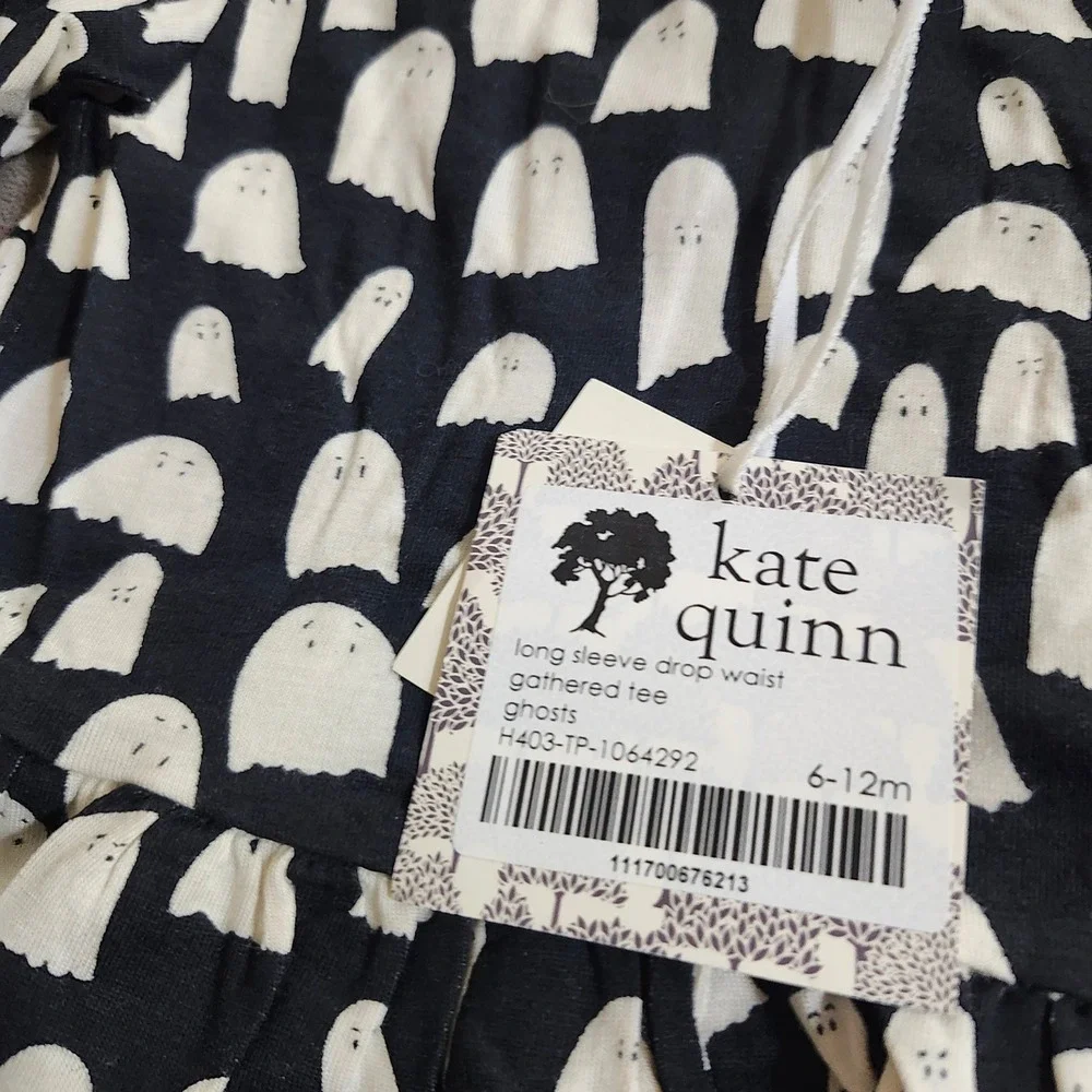 Kate Quinn Baby Ghost Halloween Drop Waist Tee Anne Bell Bottom Pants Set 6-12M